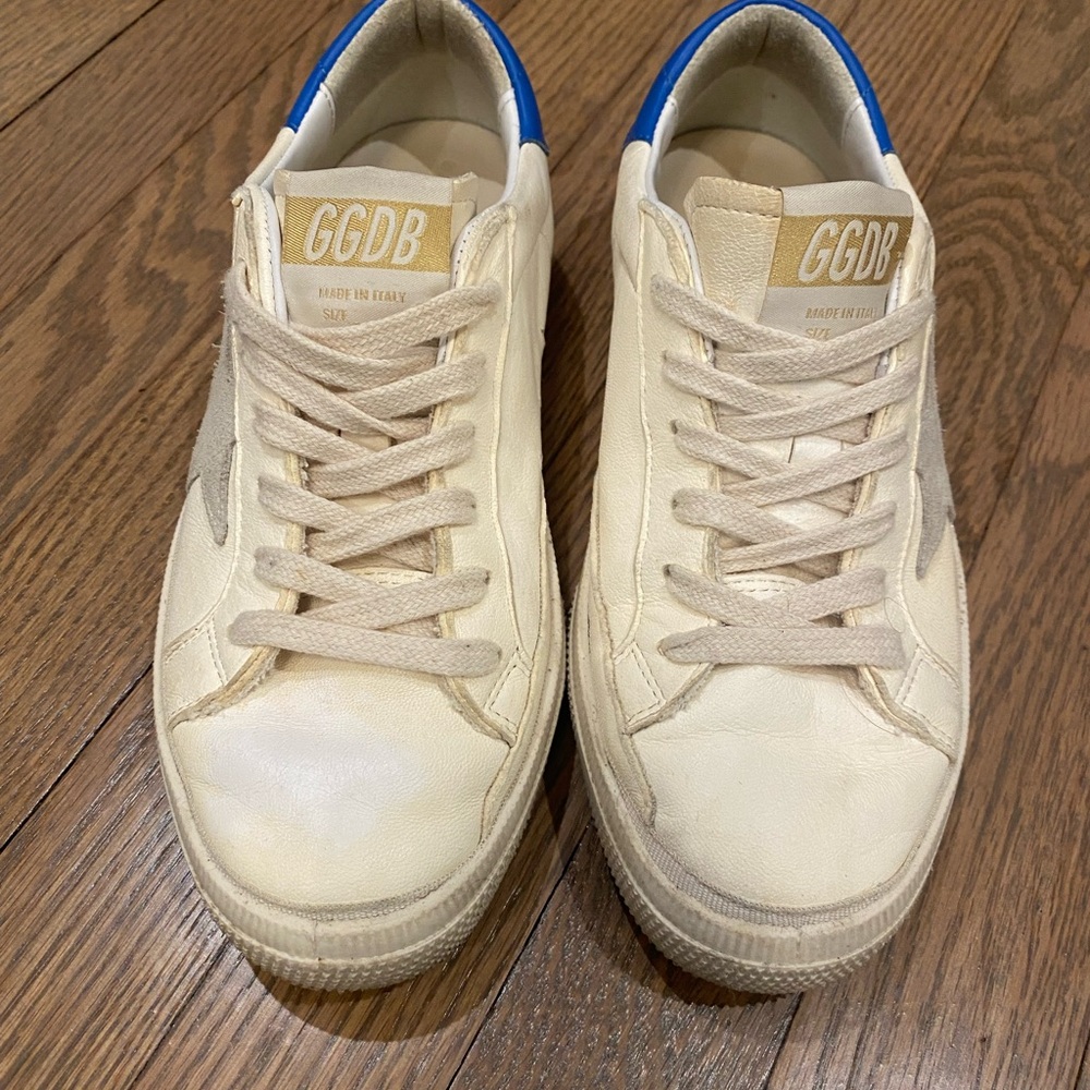 Golden Goose White and Blue Sneakers - Picture 3 of 11